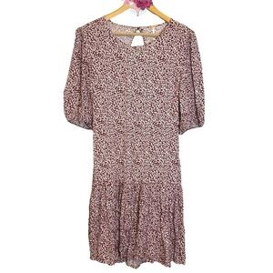 NWT Free People dress red white floral backless puff sleeve mini size large